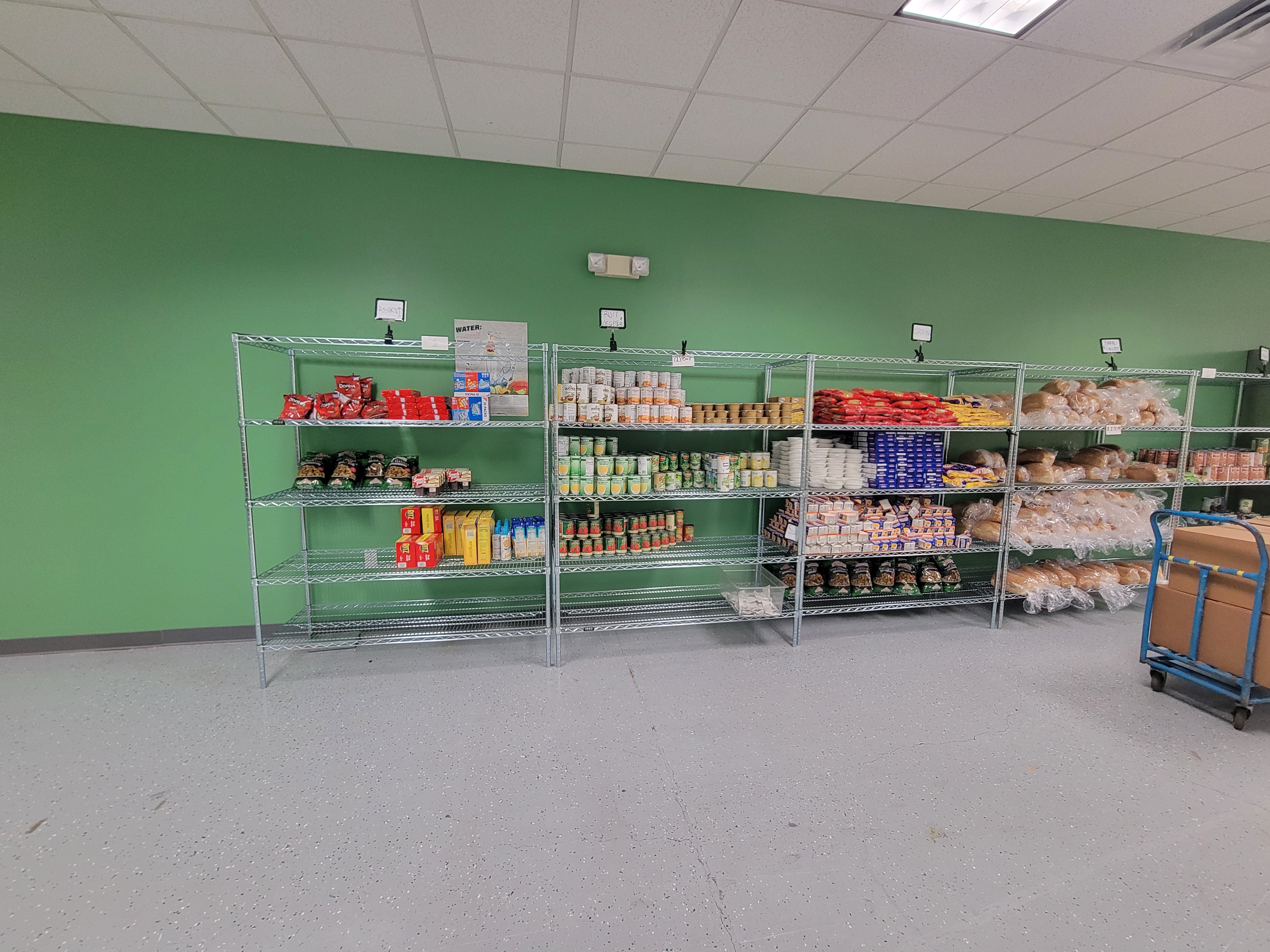 Shelves of dry goods.